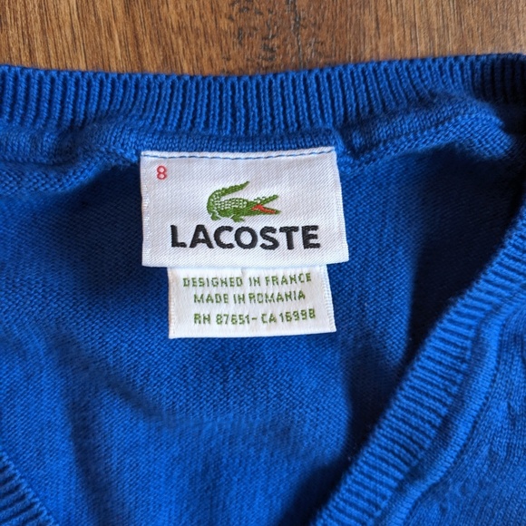 Lacoste V Neck Sweater Blue - Picture 2 of 4